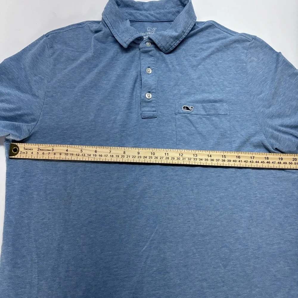 Vineyard Vines Polo Shirt Mens Edgartown Short Sleeve Blue Pima Cotton Blend Med - Picture 5 of 9